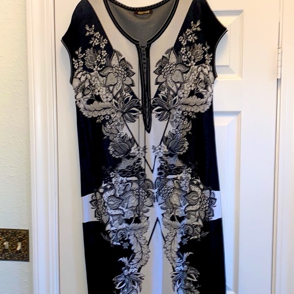 🛍ROBERTO CAVALLI DRESS!🤩RARE FIND Authentic Cavalli Black/White Sz 46, 16 (EC) - Picture 4 of 10